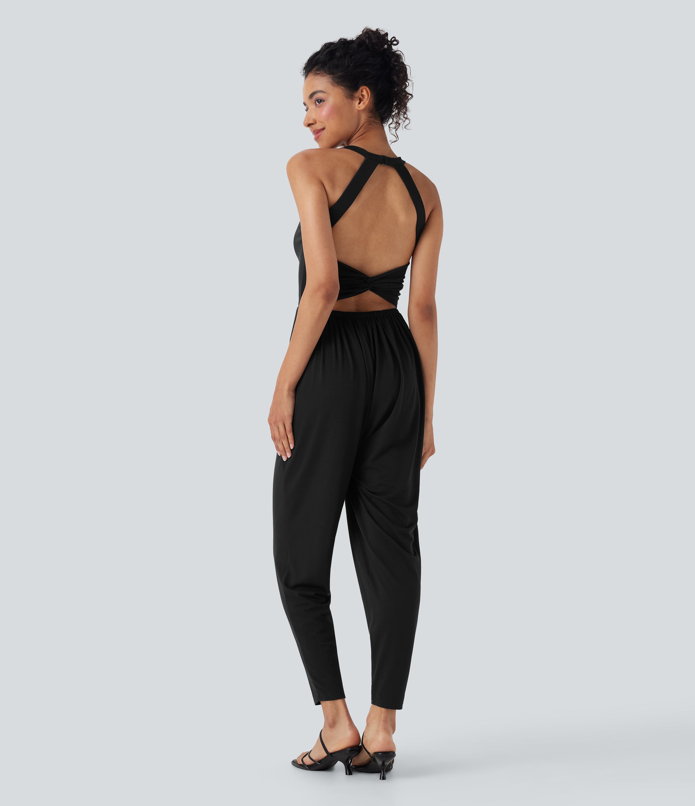 U Neck Harem Casual Jumpsuit with Pockets-Easy Peezy Edition-D/DD/DDD/F Cups
