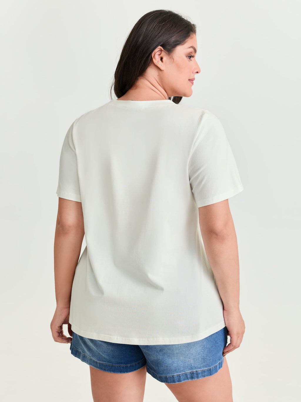Cotton Sunshine Floral Print Rhinestone T-Shirt