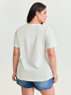 Cotton Sunshine Floral Print Rhinestone T-Shirt