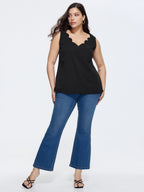 Solid V Neck Laser Cut Tank Top