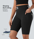 UltraSculptTM SoCinched High Waisted Scrunch Butt Lifting Tummy Control Side Pocket Shaping Workout Biker Shorts 9''