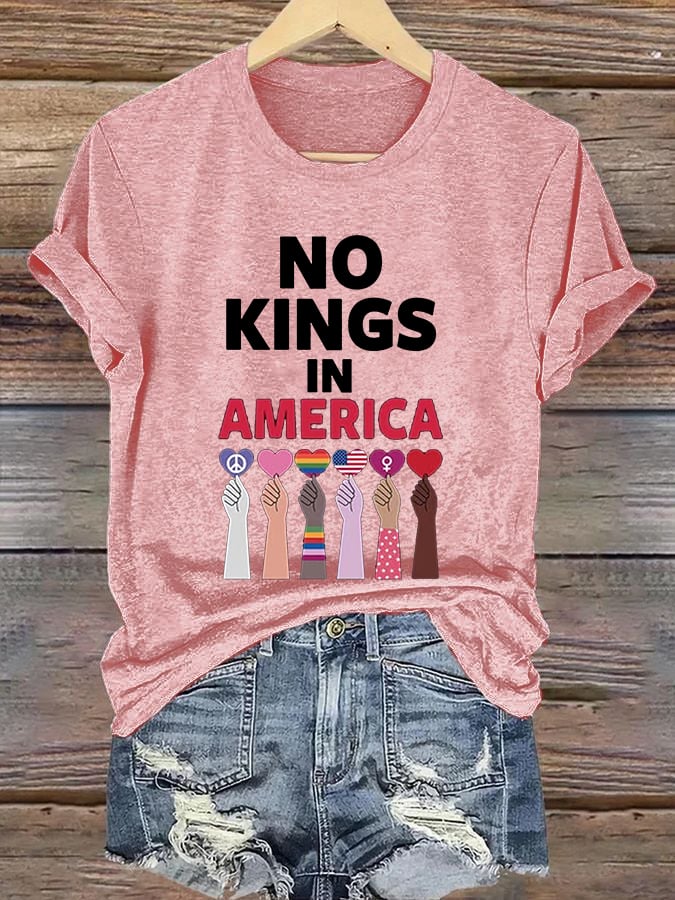 🔥Buy 3 Get 15% Off🔥Women's No Kings In America Print Caasual T-shirt