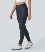High Waisted Sheen Casual Skinny Pants with Pockets