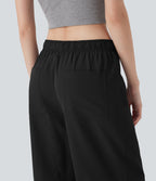 Mid Rise Belted Wide Leg Hiking Cargo Pants with Pockets
