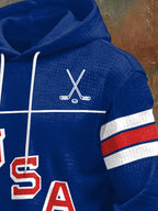 Retro Men's USA Ice Hockey Print Hoodie