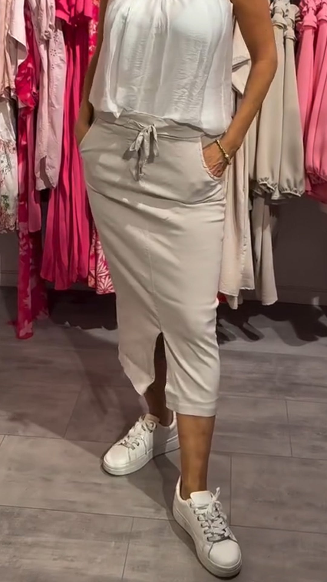 Ladies' Slit Solid Color Casual Skirt