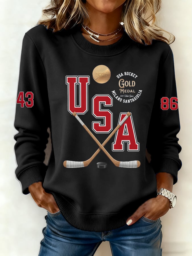 Women's  Hockey Print Sweatshirt
