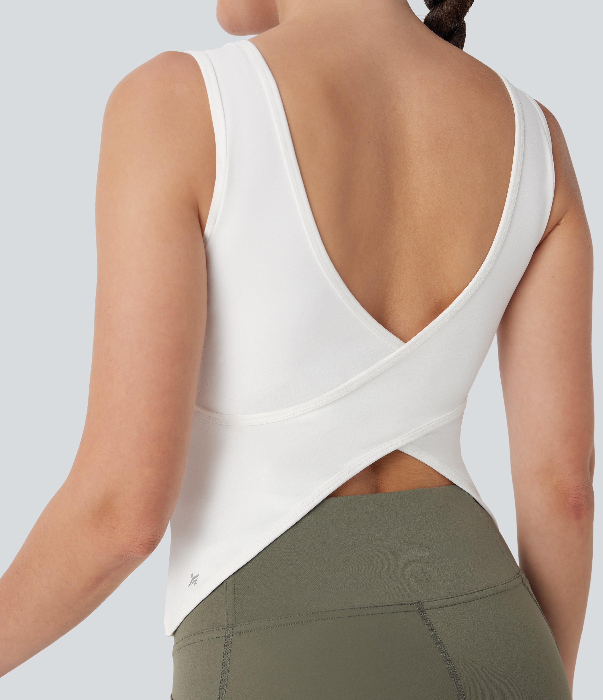 U Neck Crossover Yoga Tank Top-Longer Length-D/DD/DDD/F Cups
