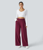 FlexTM High Waisted Side Pocket Wide Leg Waffle Work Pants
