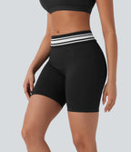Seamless Flow Foldover High Waisted Color Block Workout Biker Shorts