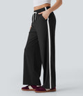SoftlyZeroTM Airy Low Rise Drawstring Color Block Straight Leg Cool Touch Casual Pants with Pockets-UPF50+
