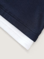 Color Contrast Layered Split Neck T-Shirt