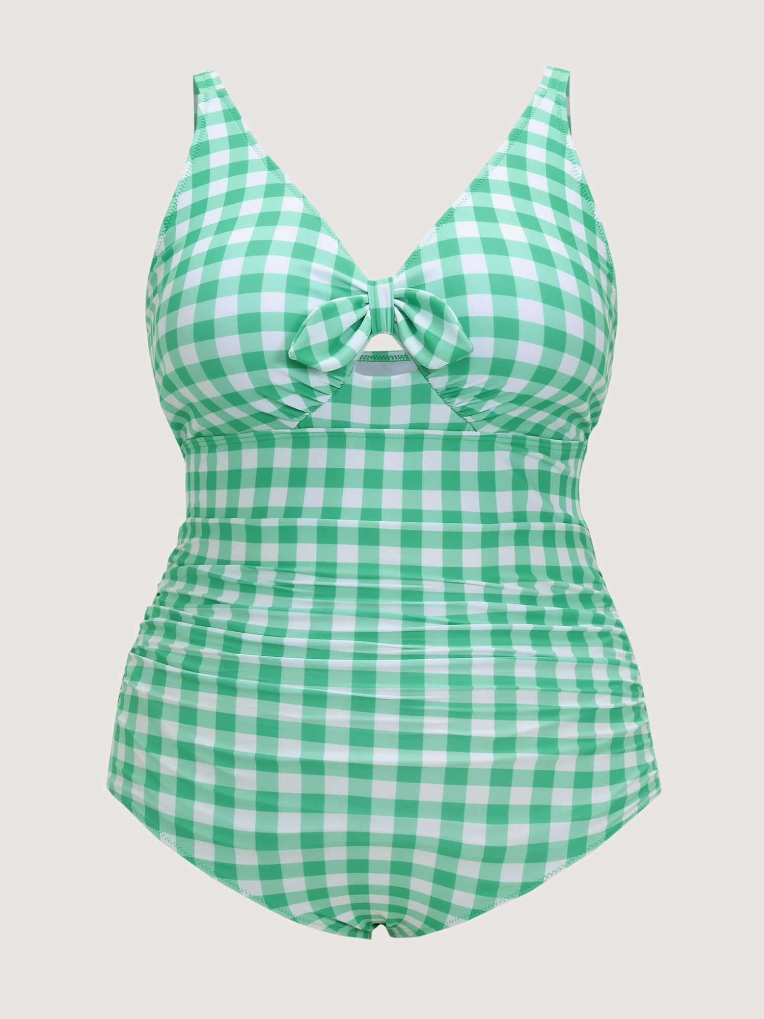 Check Print Cut-Out One-Piece Swimsuit