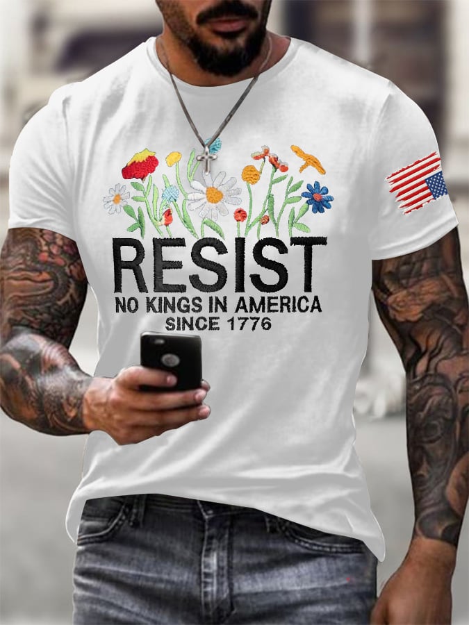 🔥Buy 3 Get 15% Off🔥Men's Retro Resist No Kings In America Since 1776 Print T-Shirt