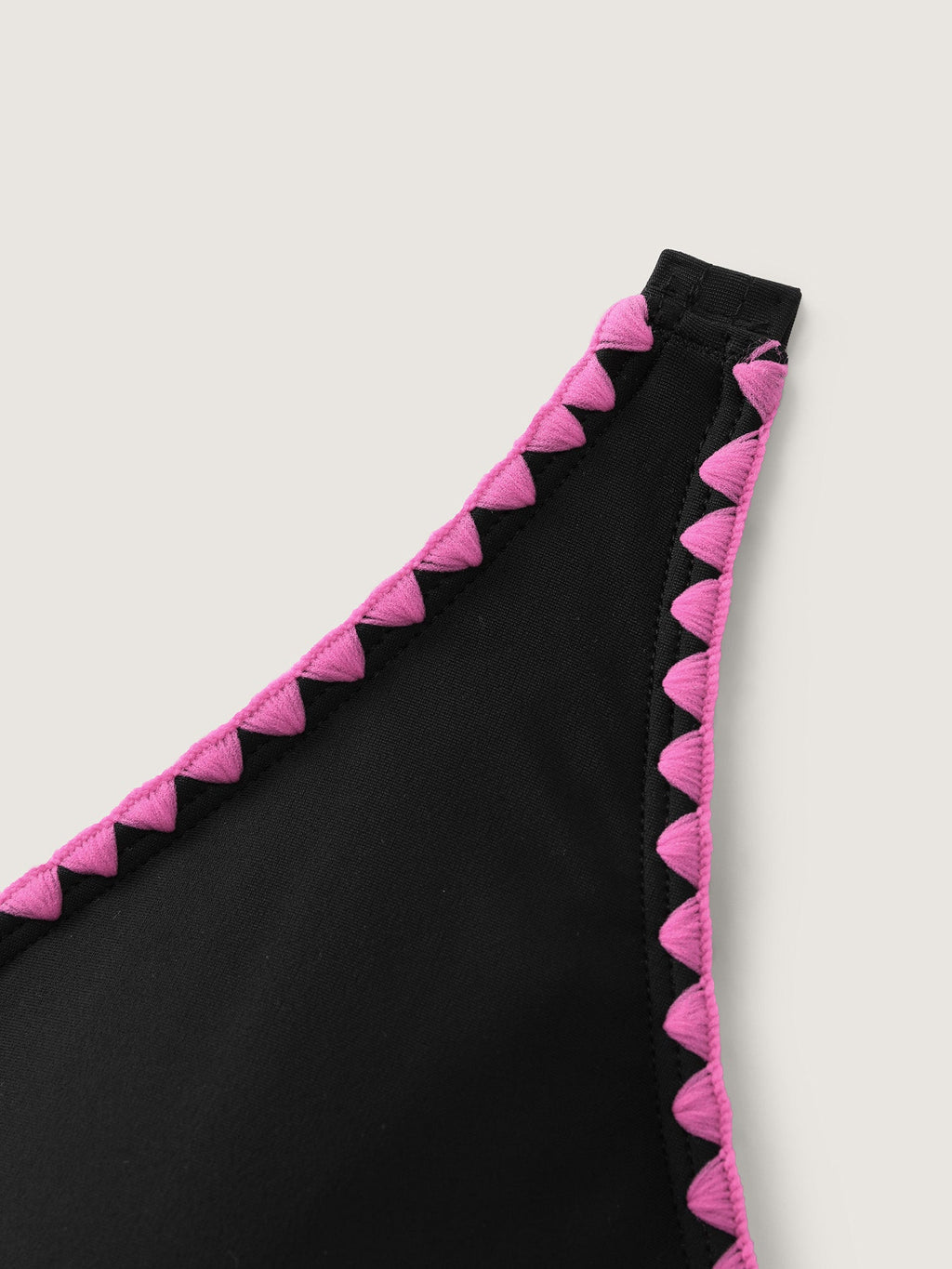 Color Contrast Embroidered Edge Bikini Top