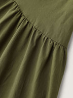Pure Cotton Pleated Drop Waist Overall Midi Dress