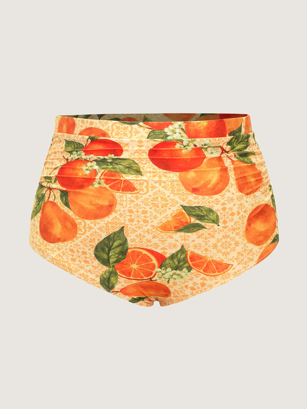 Orange Print Pockets Cut-Out Swim Dress