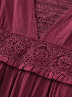 Ruffled Layered Hem Lace Maxi Dress