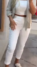 Ladies Drawstring Solid Color Casual Pants