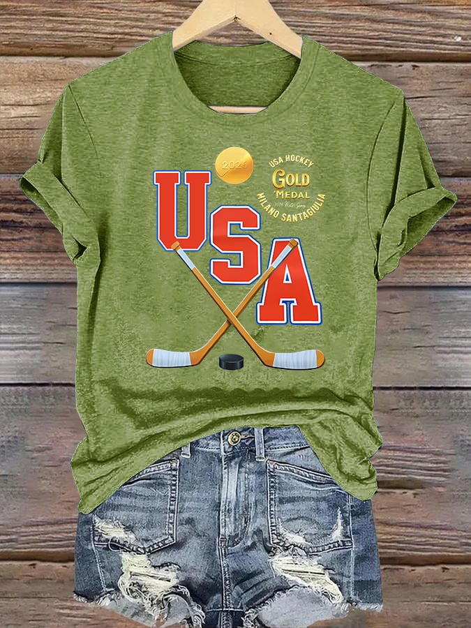 Women's  USA  Funny  Print T-Shirt