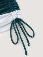 Channel Drawstring Tummy-Control Swim Top
