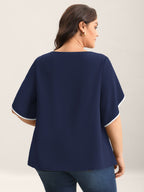 Color Contrast Petal Sleeve Shirt