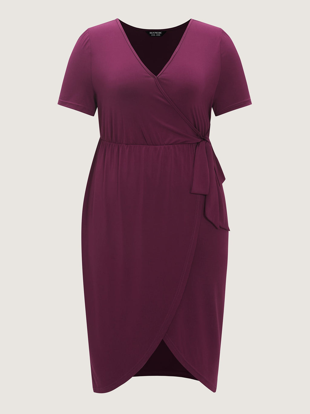Stretchy Wrap Side-Tie Petal Hem Midi Dress