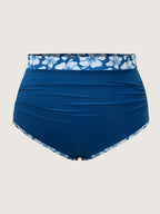 Tropical Floral Contrast High Waisted Bikini Bottoms