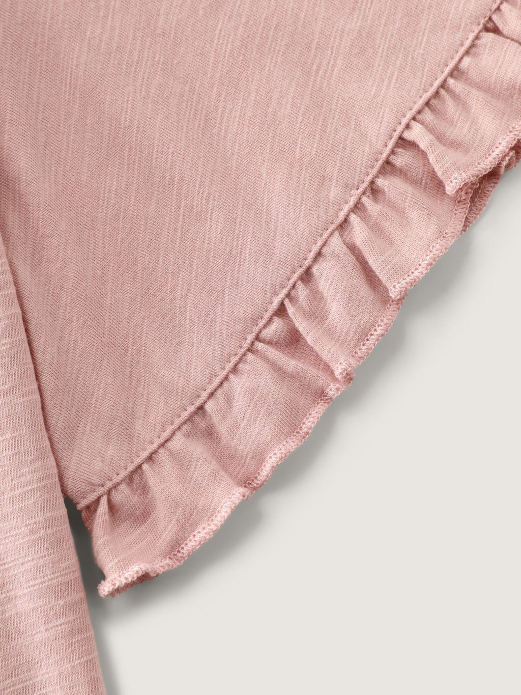 Lace Trim Ruffled Hem Plain Knit Top