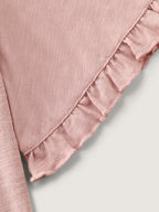 Lace Trim Ruffled Hem Plain Knit Top