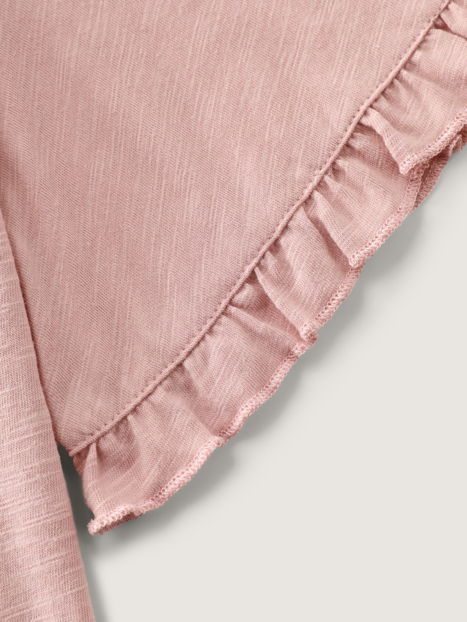 Lace Trim Ruffled Hem Plain Knit Top