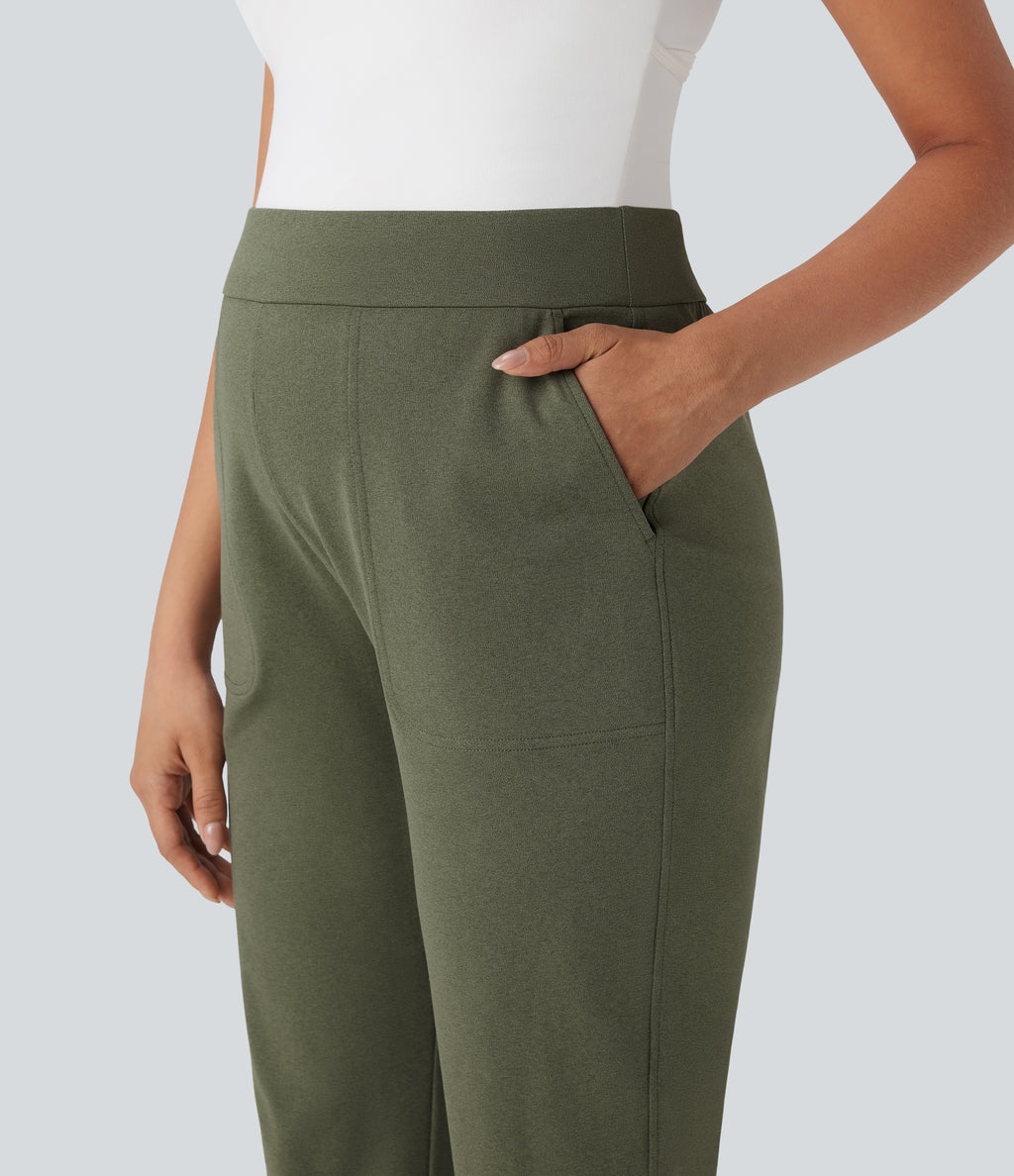 Mid Rise Quick Dry Yoga Maternity Joggers with Pockets