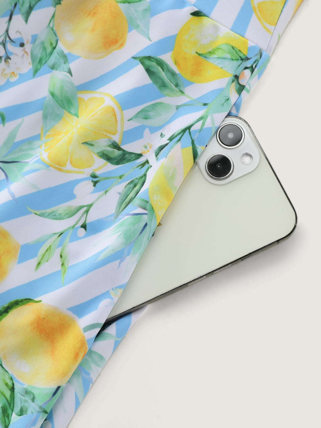 Citrus Fruit Print Fit And Flare Swim Dress