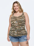 Camouflage Textured Wide Strap Tank Top