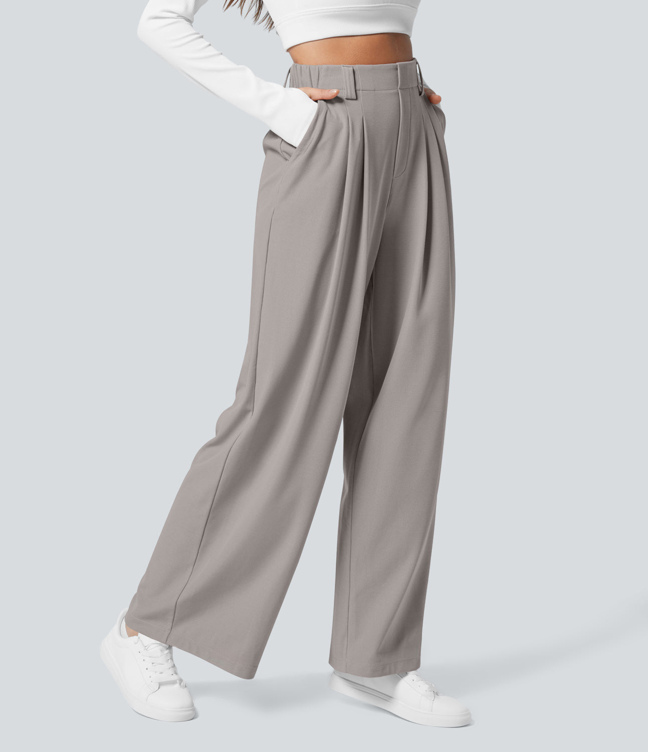 FlexTM High Waisted Side Pocket Wide Leg Waffle Work Pants