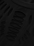 Cotton Stretchy Cut-Out Neckline Plain T-Shirt