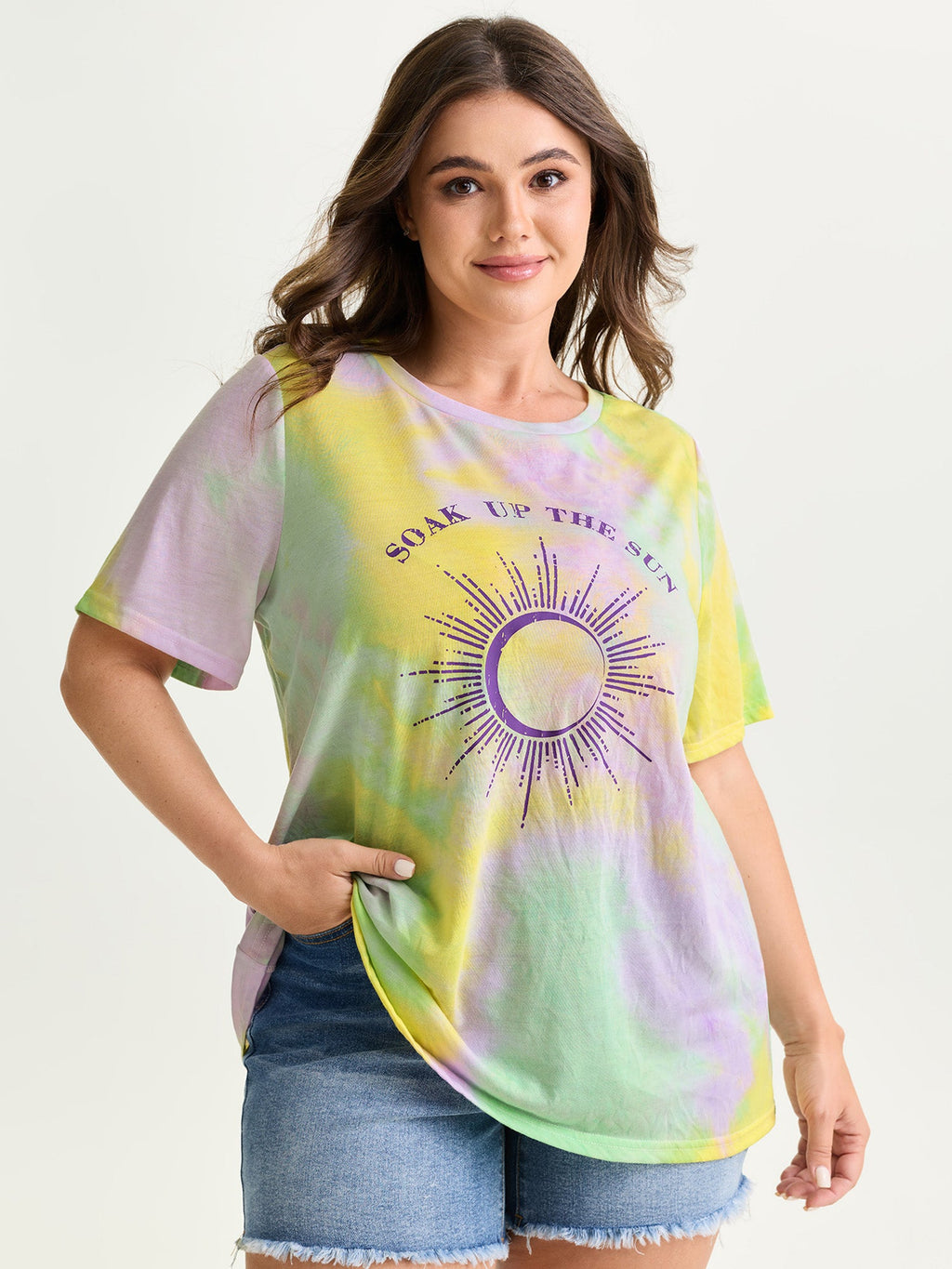 Sun-soaked Print Ombre Gradient T-Shirt