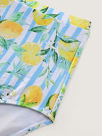 Citrus Fruit Print Fit And Flare Swim Dress