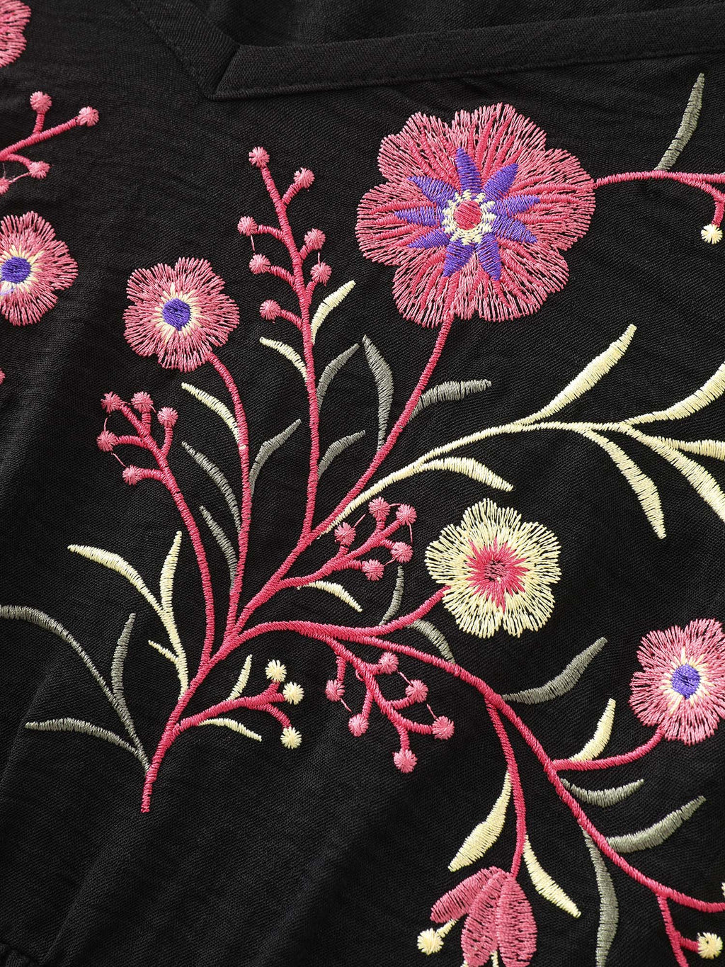 Floral Embroidered Shirred Waist Maxi Dress