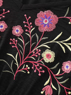Floral Embroidered Shirred Waist Maxi Dress