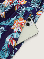 Tropical Flower Print Pockets One-Piece Swimsuit
