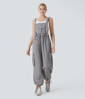 Drawstring  Relax Casual Cargo Overall with Pockets