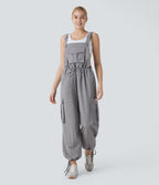 Drawstring  Relax Casual Cargo Overall with Pockets
