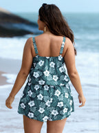 Tropical Flower Print Pockets One-Piece Swimsuit