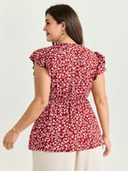 Floral Print Knotted Front Blouse