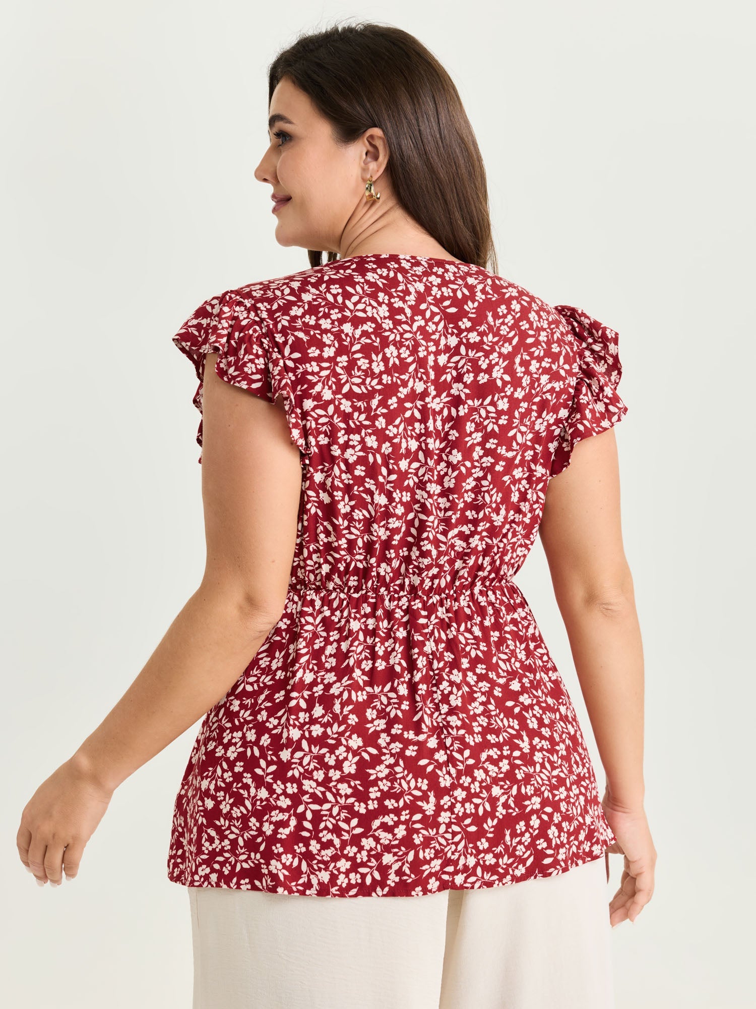 Floral Print Knotted Front Blouse