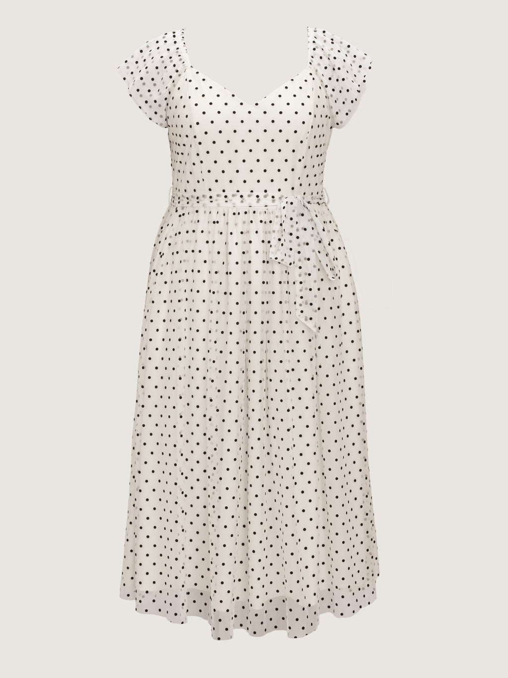 Polka Dot Charm Shirred Sheer Midi Dress