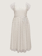 Polka Dot Charm Shirred Sheer Midi Dress