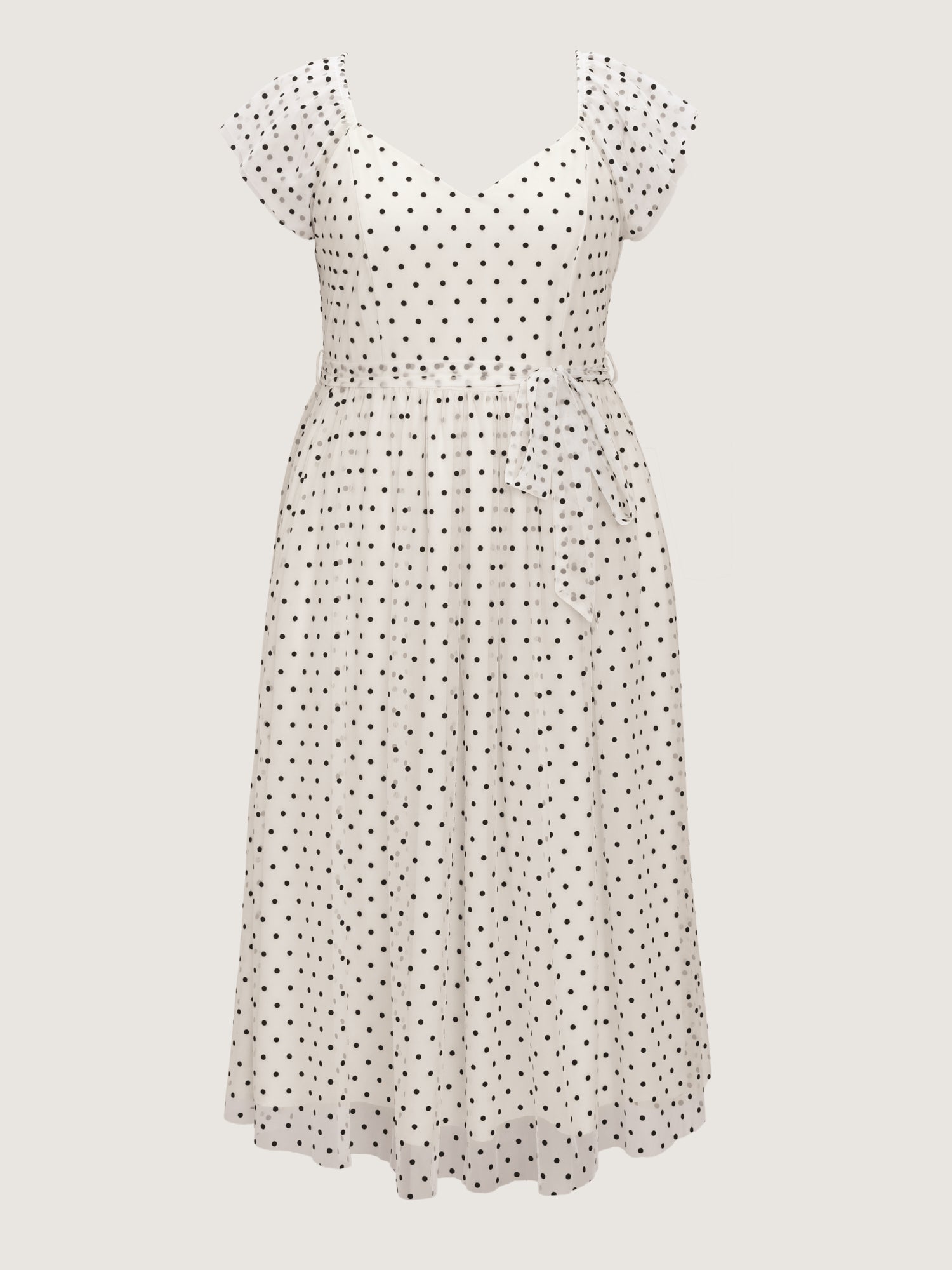 Polka Dot Charm Shirred Sheer Midi Dress