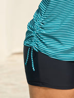 Striped Non-Removable Cups Swim Top
